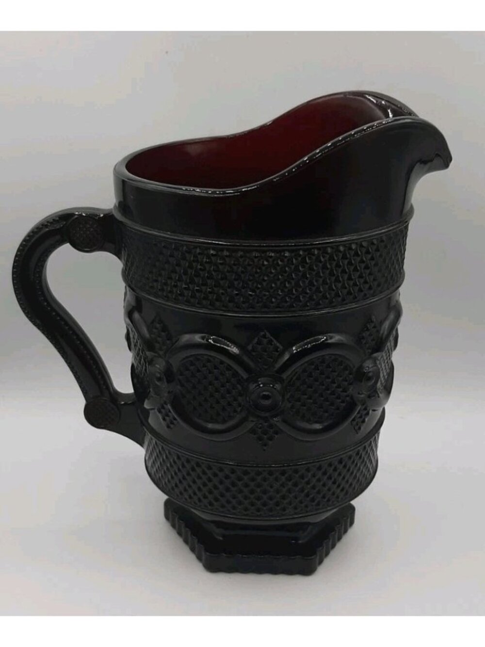 Vintage Avon 1876 Cape Cod Ruby Red Sandwich Glass 2 Quart Pitcher